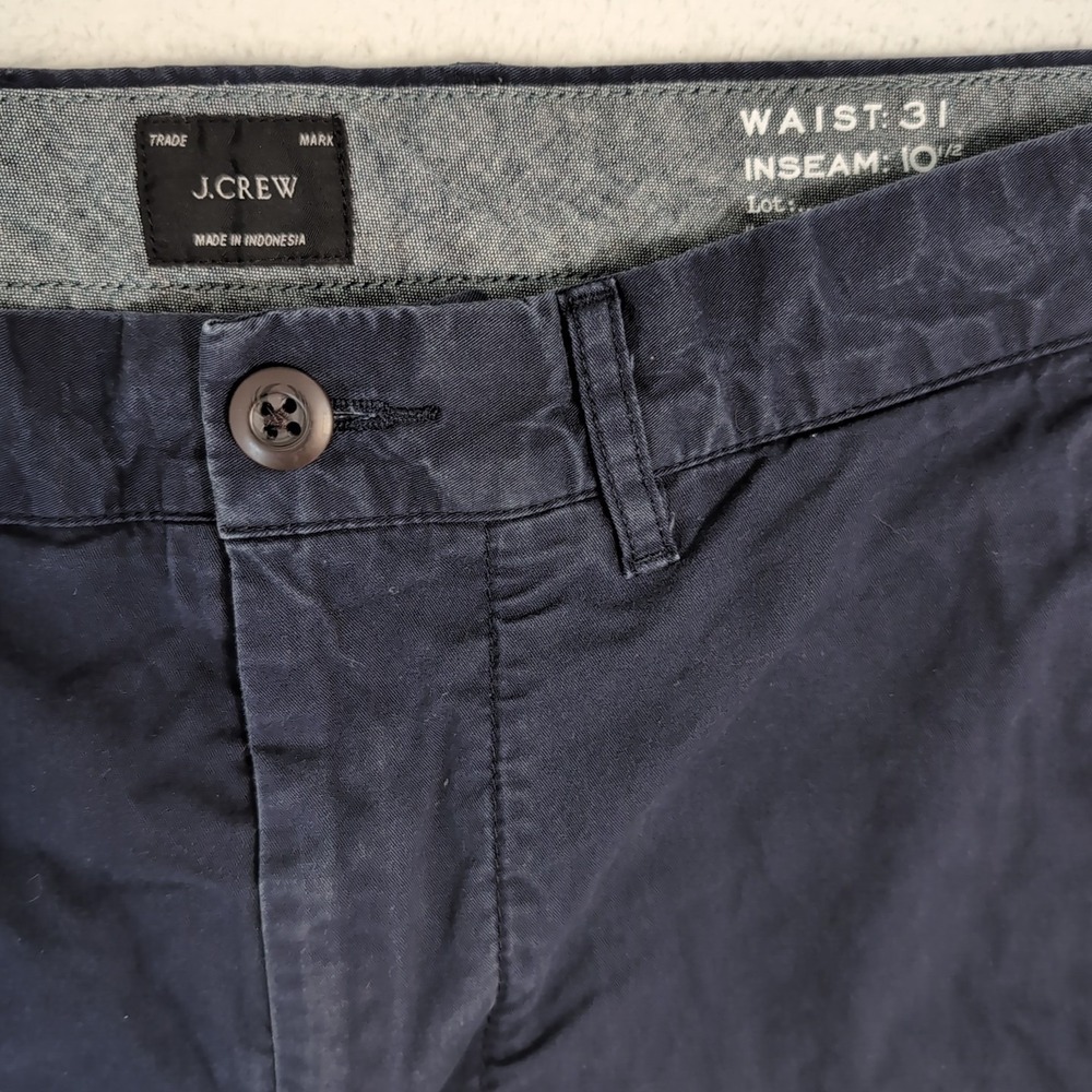 J Crew Stretch Performance Men's 31 Shorts 10.5" Inseam Zip Pockets Navy Blue